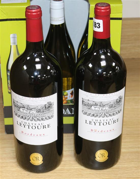 A bottle of Chateau Leytoure, two magnums Les Vendanger